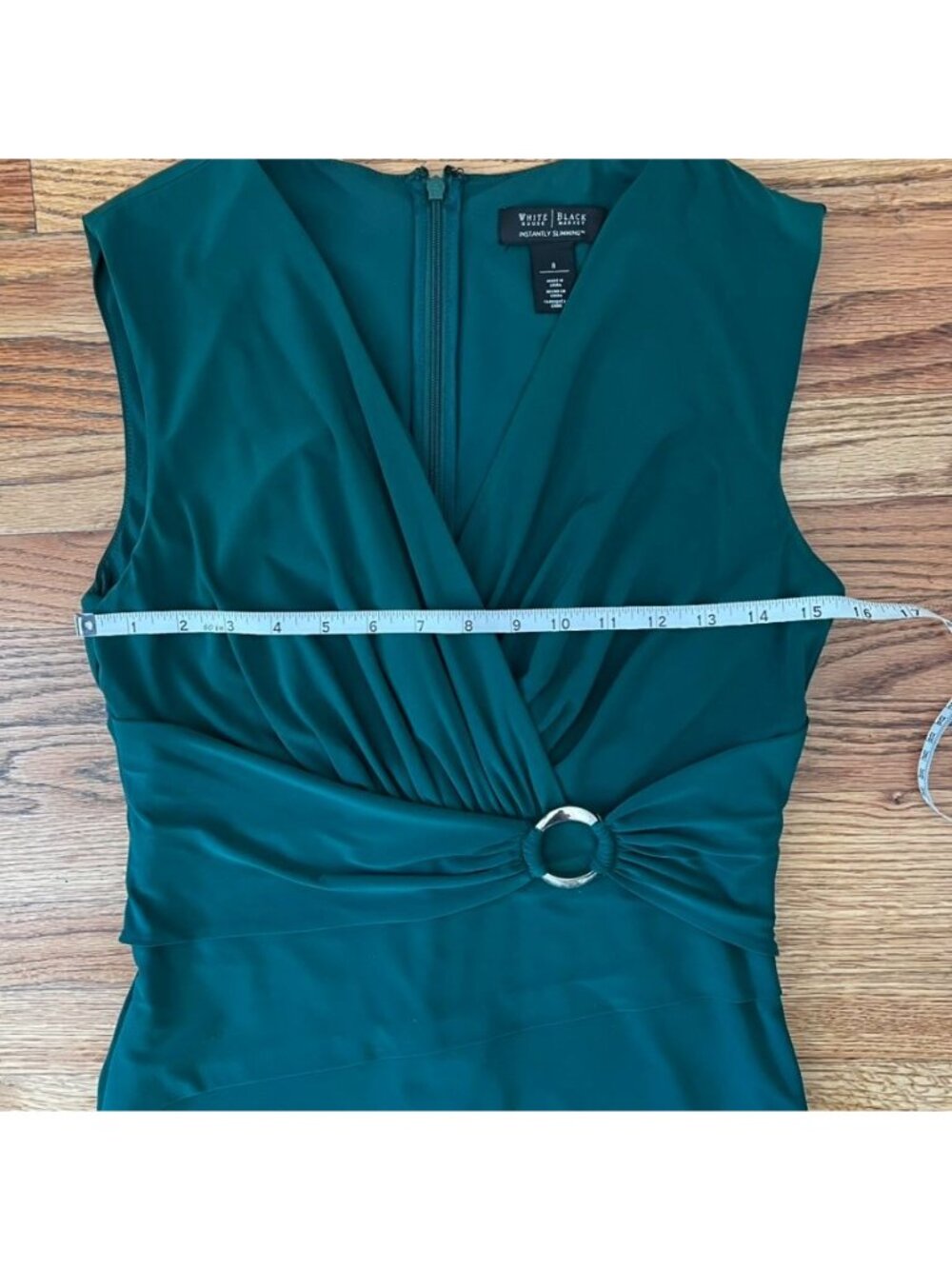 White House Black Market Emerald Dress 8 Slimming Tiered Midi Classic Hourglass - Picture 9 of 10
